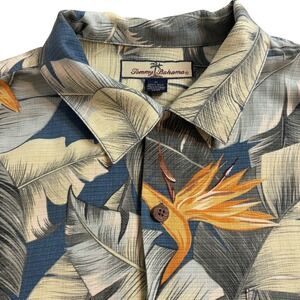 Tommy Bahama 100% Silk Shirt Bird of Paradise Tropical Floral Short Sleeve M